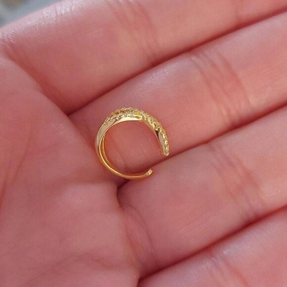 925 Silver Gold CZ Infinity Ear Cuff - Picture 6 of 9